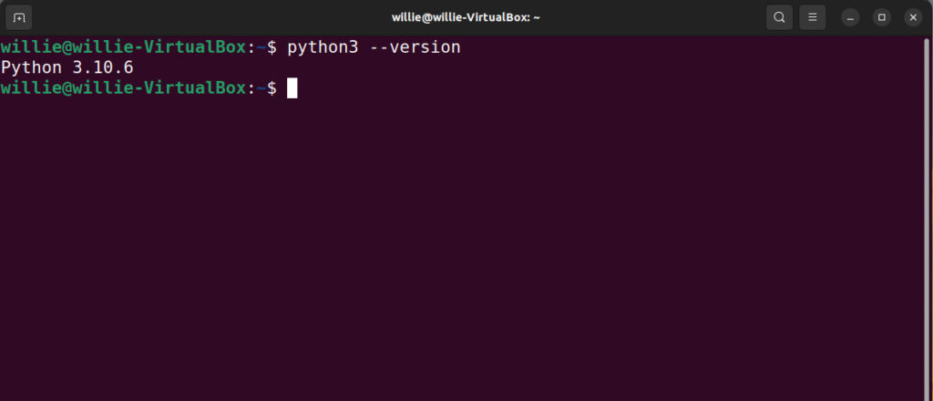 Checking Python version in Linux Ubuntu.