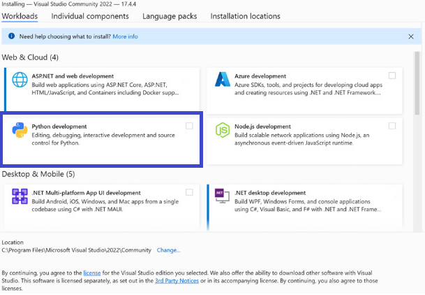 Python у Visual Studio Community